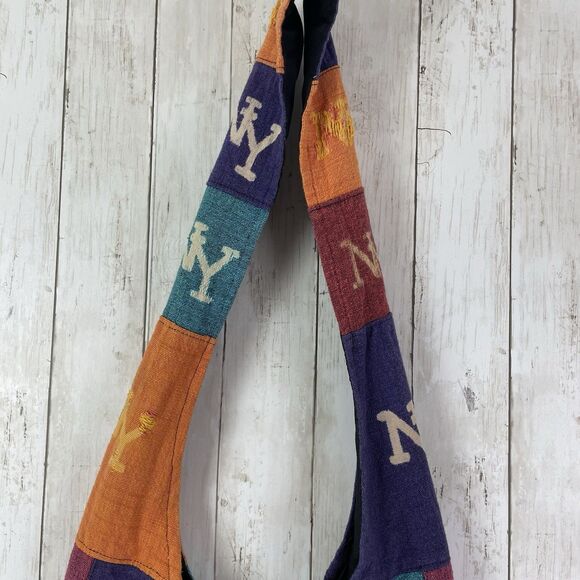 NY Crossbody Sling Slouchy HOBO Bag NEW YORK BLOCK PATCHWORK - Nepal - Picture 3 of 13